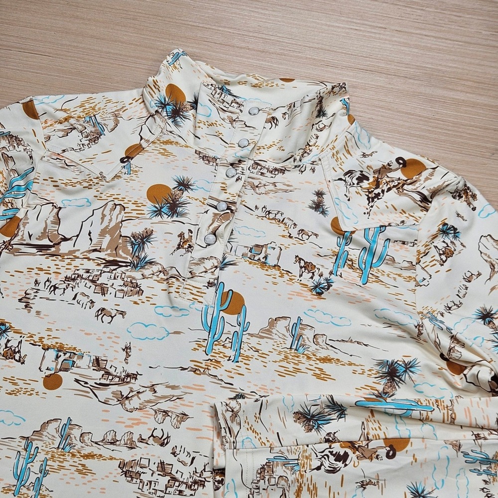 Wrangler Skye Performance Pearl Snap Pullover Women XL Cream Western Desert